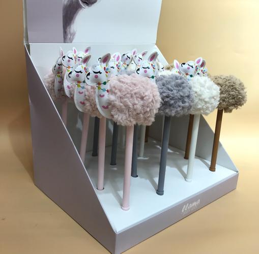 韩版礼品创意造型草泥马毛毛绒卡通中性笔动物羊驼签字笔文具用品